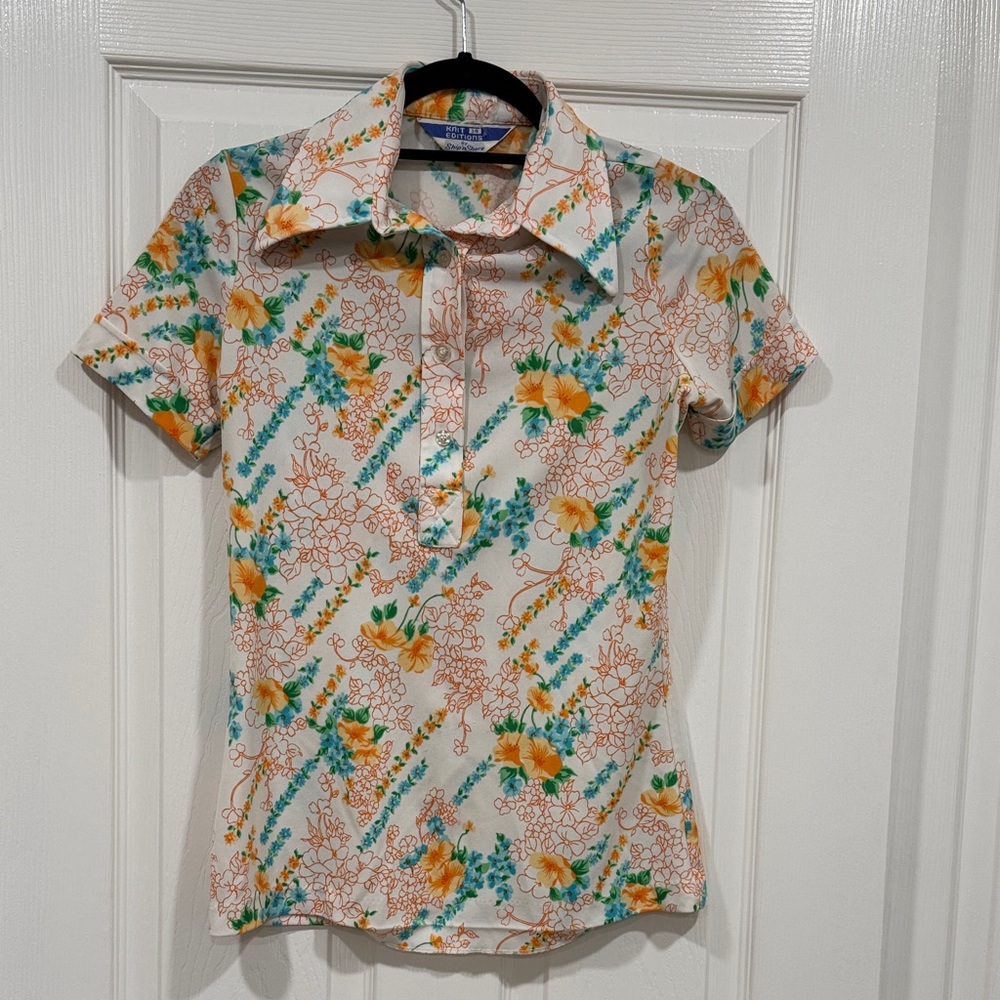 Vintage Floral with partial Button Down Shirt by Ship'n'Shore